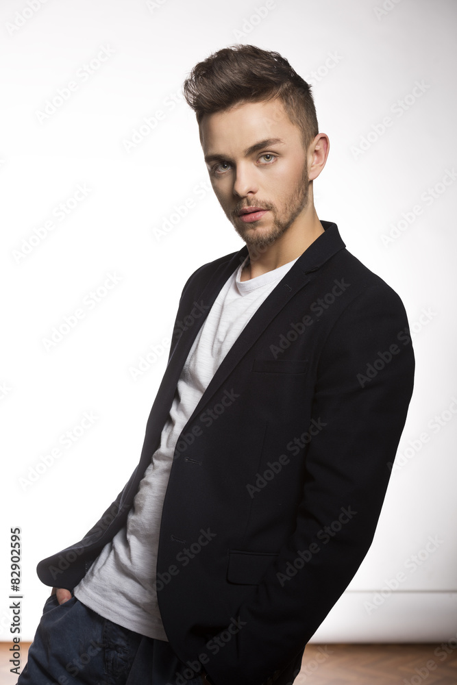 Fototapeta premium fashion young man in black