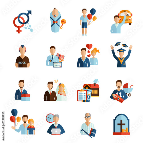 Life Stages Icons Set