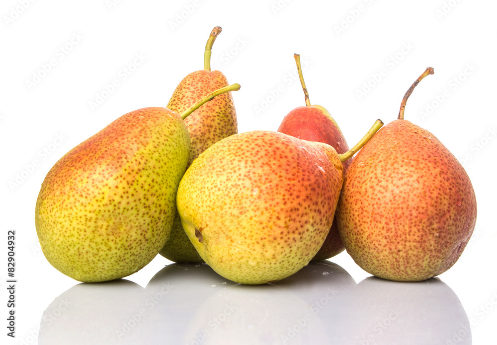 South African forelle pear fruit on wooden surface