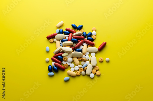 colorful pills drugs and tablets