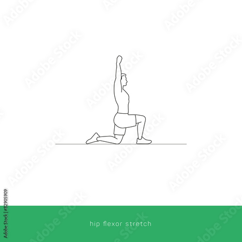 Fitness Icon hip flexor stretch. Vector design.