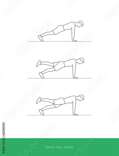 Fitness Icon plank raise leg workout. Vector design.