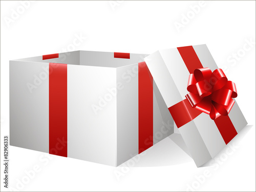 empty gift box with red bow