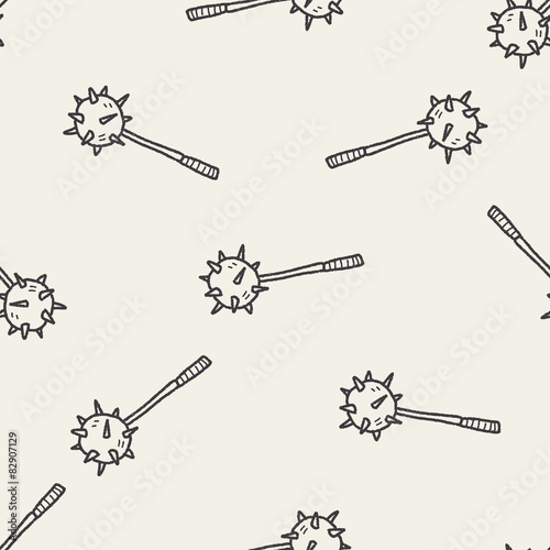 iron mace doodle seamless pattern background