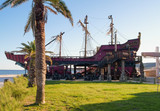 restaurant in the form of an old ruined ship