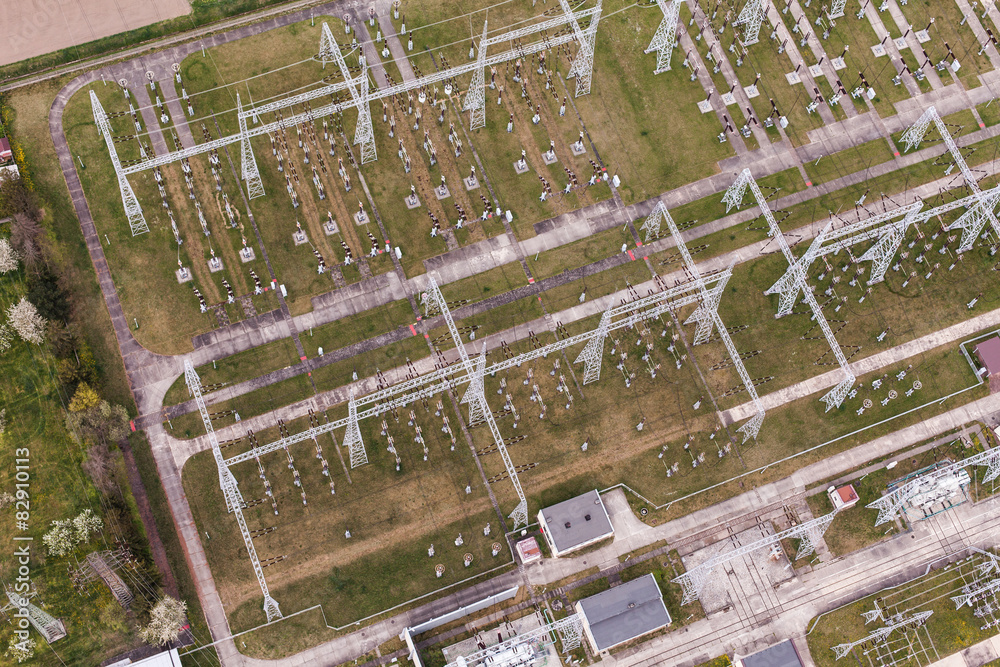 Aerial image of electrical substation in Poland Aerial image of electrical substation in Poland