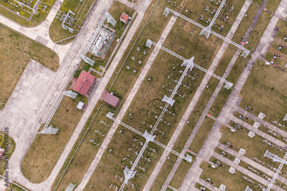 Fototapeta premium Aerial image of electrical substation in Poland