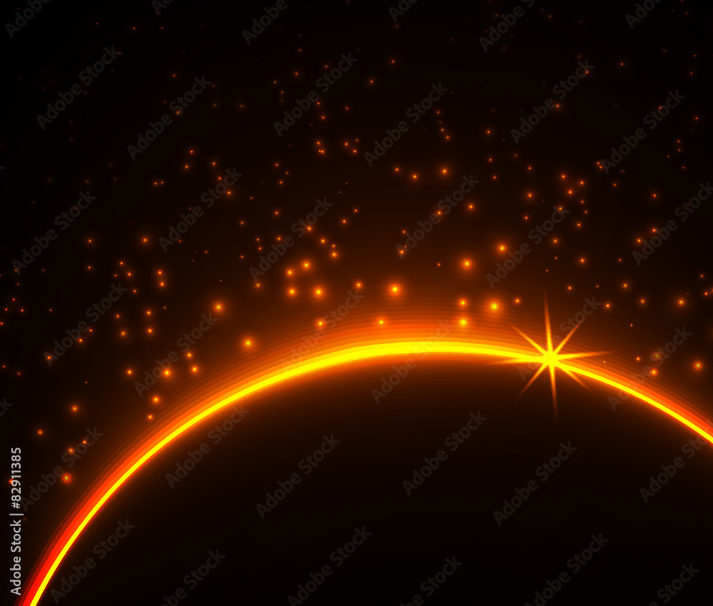 Fototapeta premium Space planet in the rays of light
