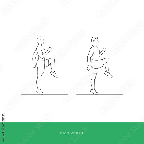 Fitness Icon high knees workout. Vector design.