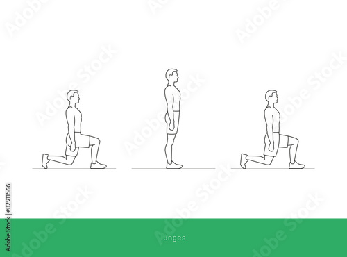 Fitness Icon lunges workout. Vector design.