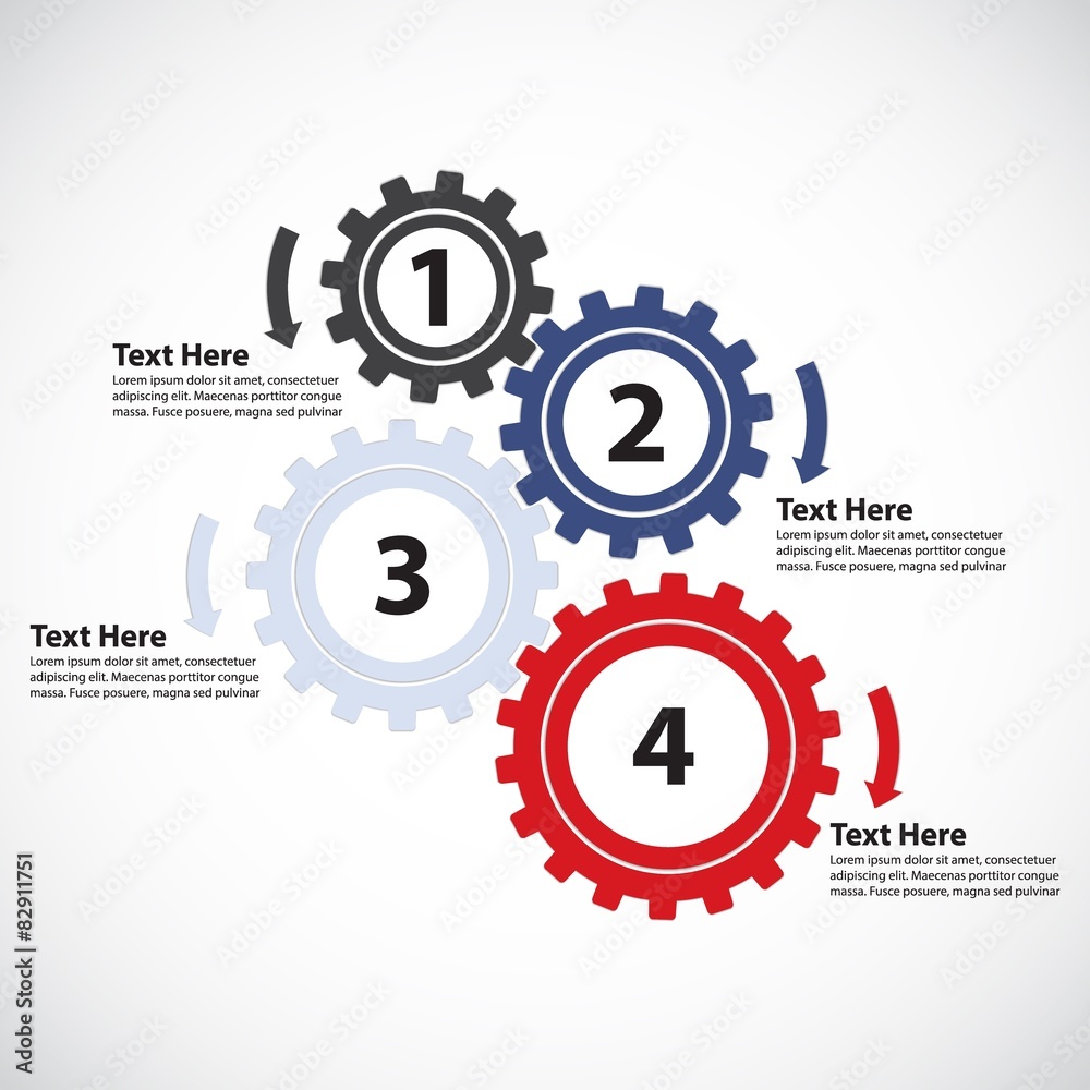 Business Concept / Teamwork - 4 Gearwheels with Arrows Business Concept / Teamwork - 4 Gearwheels with Arrows