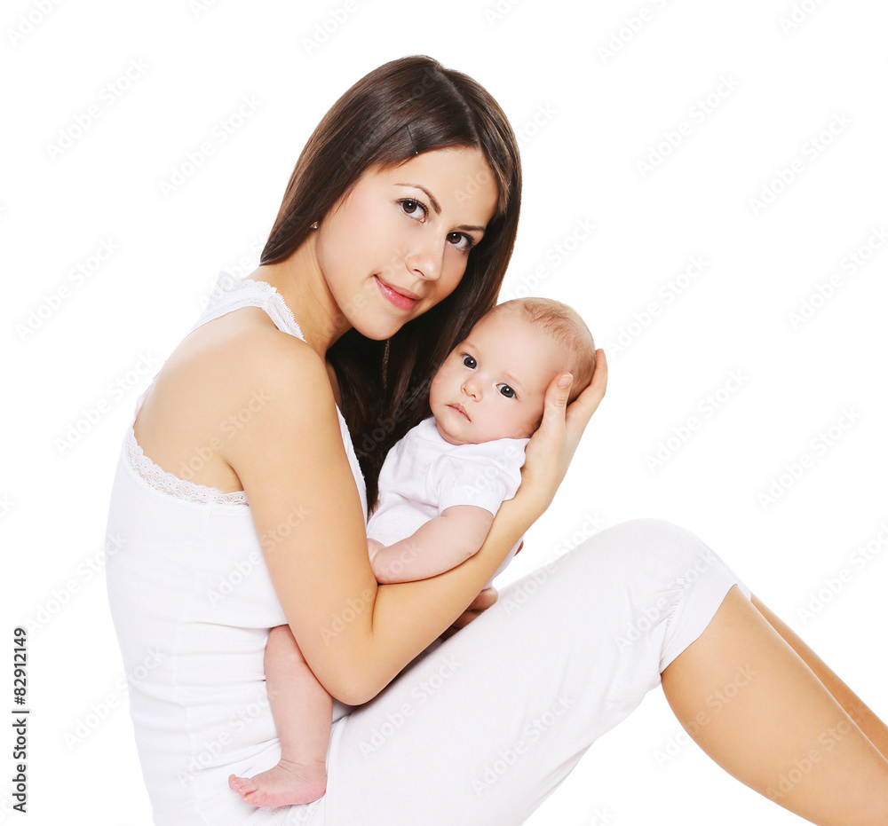 Portrait of young mother with her infant on hands Portrait of young mother with her infant on hands