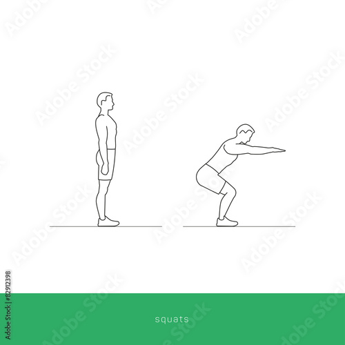 Fitness Icon squats workout. Vector design.