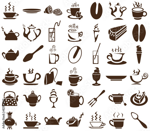 tea and coffee icons on white