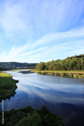 Blue Lake Lipno from Mountains Sumava in southern Czech 