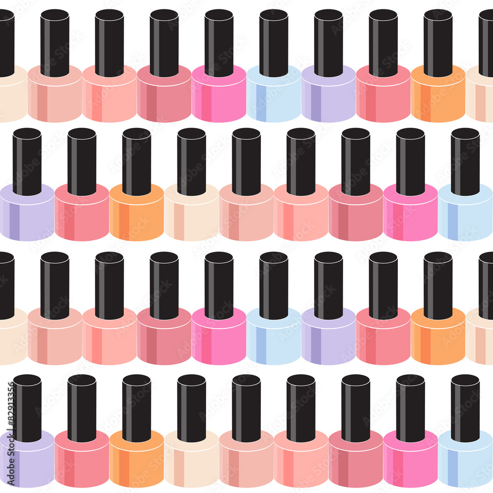 Obraz premium Realistic Nail Polish Seamless Pattern Background Vector Illustr