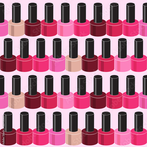 Realistic Nail Polish Seamless Pattern Background Vector Illustr