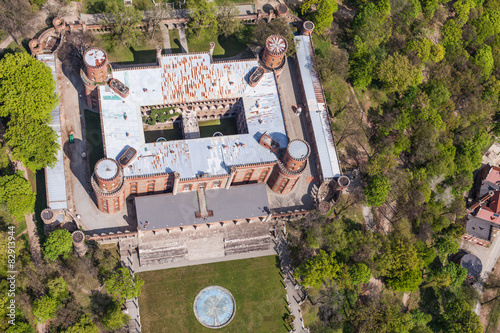 aerial view of palace in Kamieniec Zabkowicki town photo