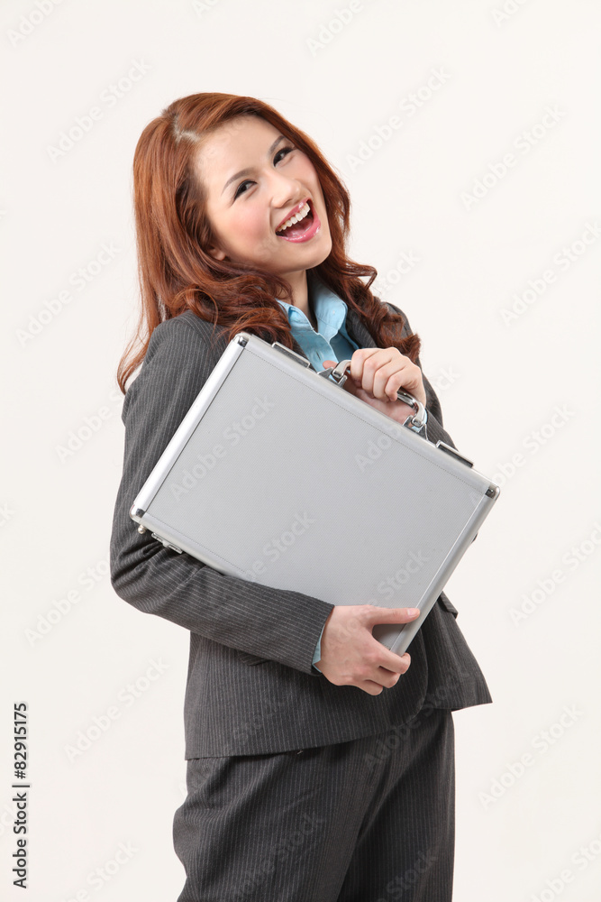 woman holding a brief case