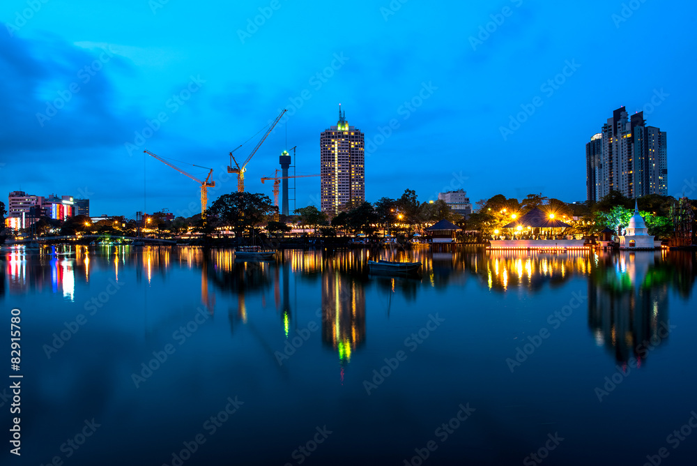 Beautiful Colombo skyline at night, Sri Lanka