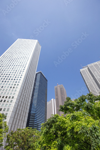東京 新宿の高層ビルを望む都市景観
