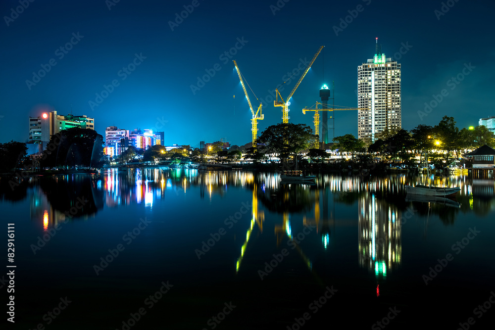 Colombo city skyline at night