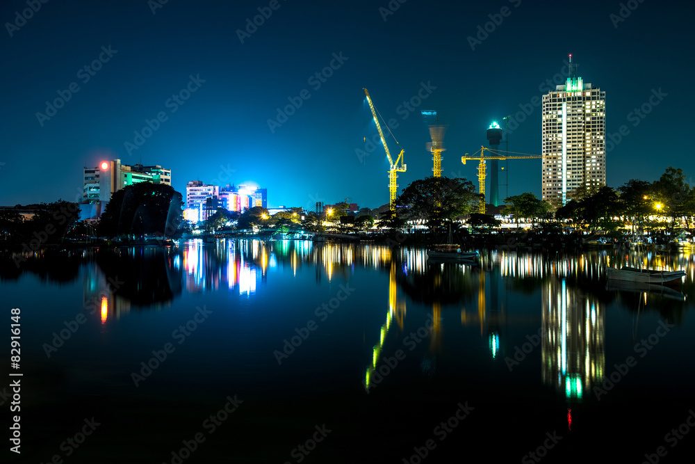 Colombo city skyline at night