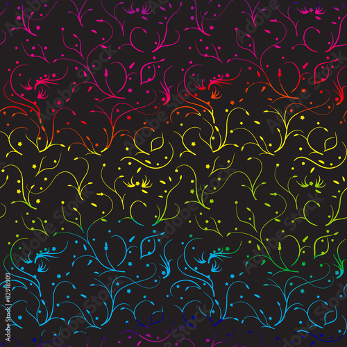 Seamless pattern with rainbow stems waves photo