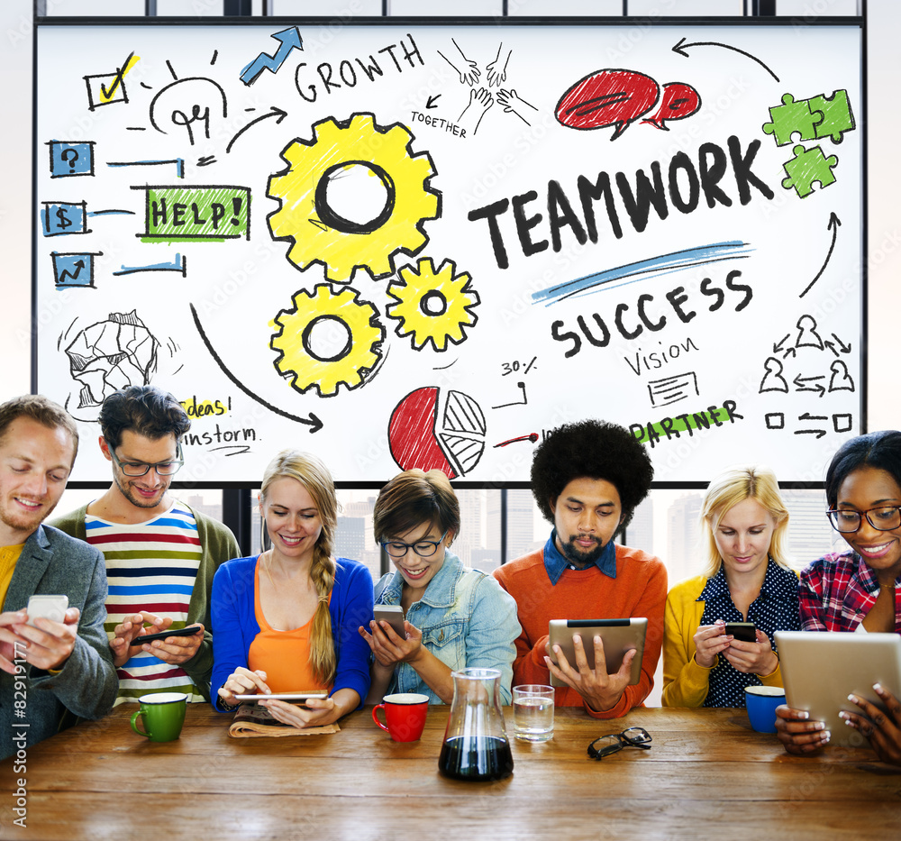 Teamwork Team Collaboration Connection Togetherness Unity Concep Stock ...
