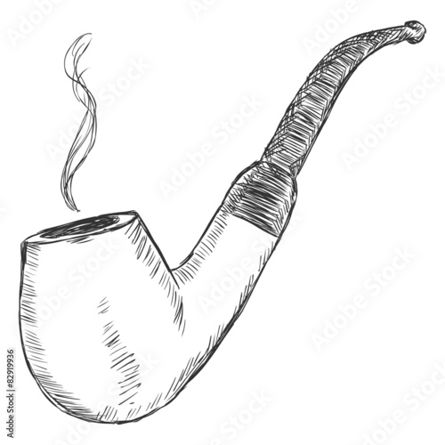 Vector Single Sketch Tobacco Pipe - Bent Brandy.