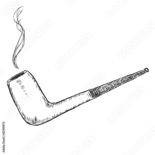 Vector Single Sketch Tobacco Pipe - Chimney.