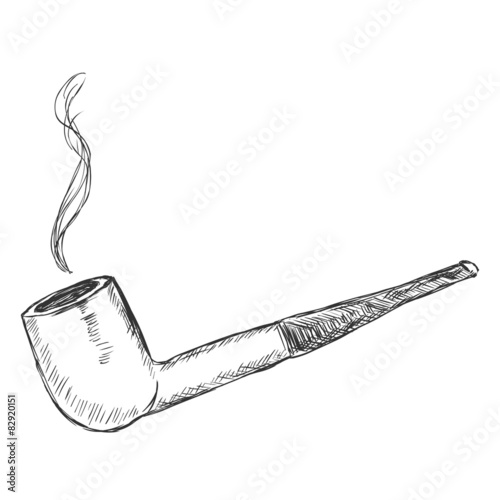 Vector Single Sketch Tobacco Pipe  - Billiard.