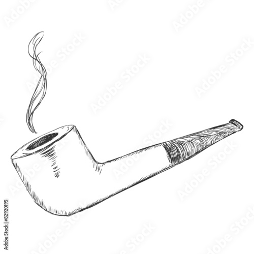 Vector Single Sketch Tobacco Pipe - Pot.