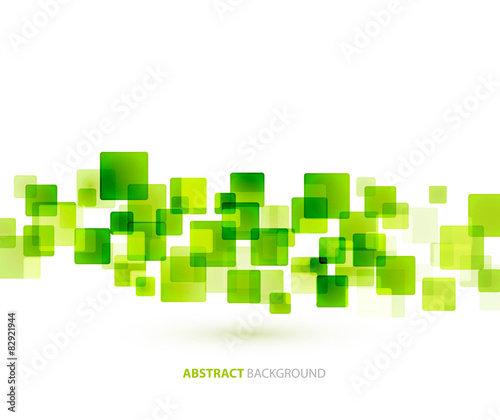 Green shiny squares technical background. Vector 