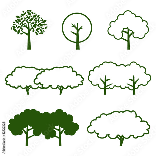 set of tree icon vector
