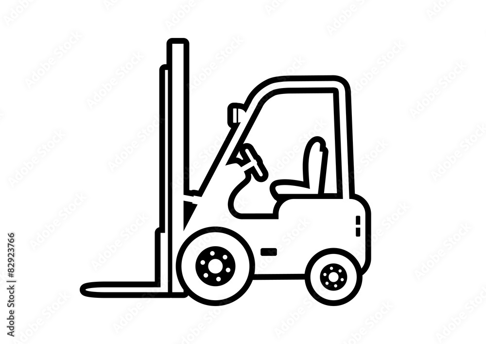 Forklift truck on white background