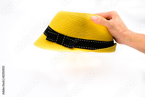 Yellow hat on isolated white background