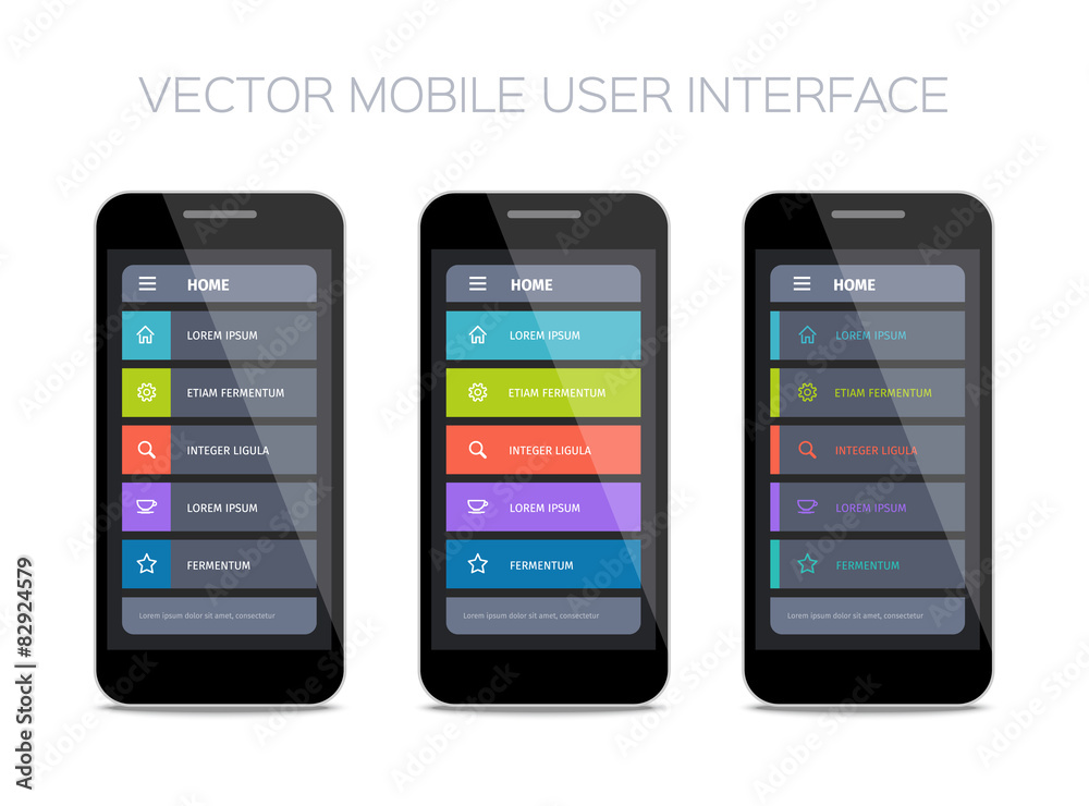 set of home pages for mobile ui