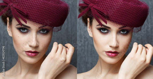 High fashion look glamor closeup portrait of beautiful sexy styl