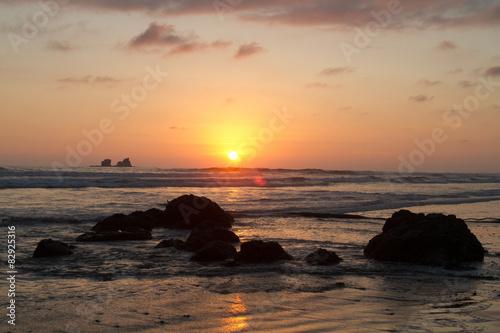 Beautiful sunset view from Ayampe beach, Manabi, Ecuador