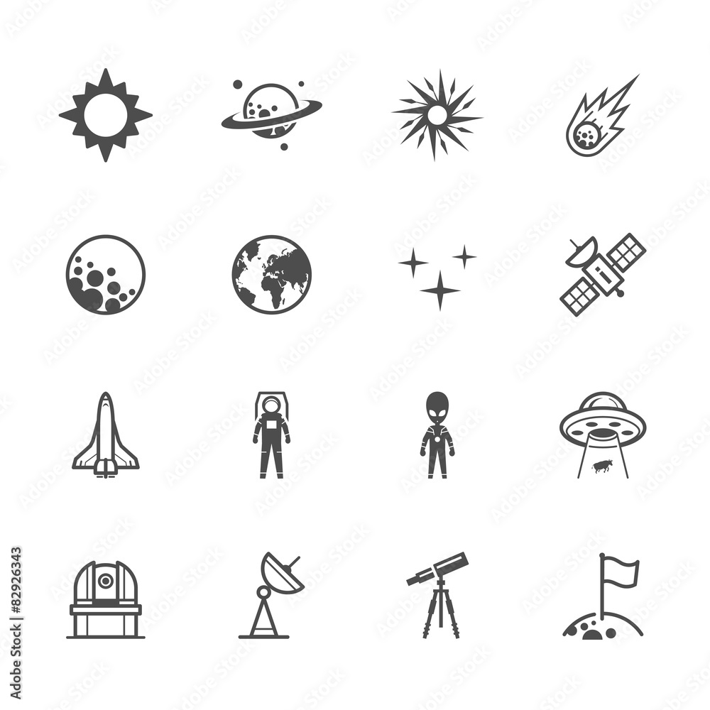 Space Icons with White Background Space Icons with White Background