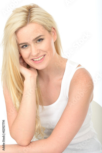 Attractive Young Woman Looking Happy and Relaxed Smiling 