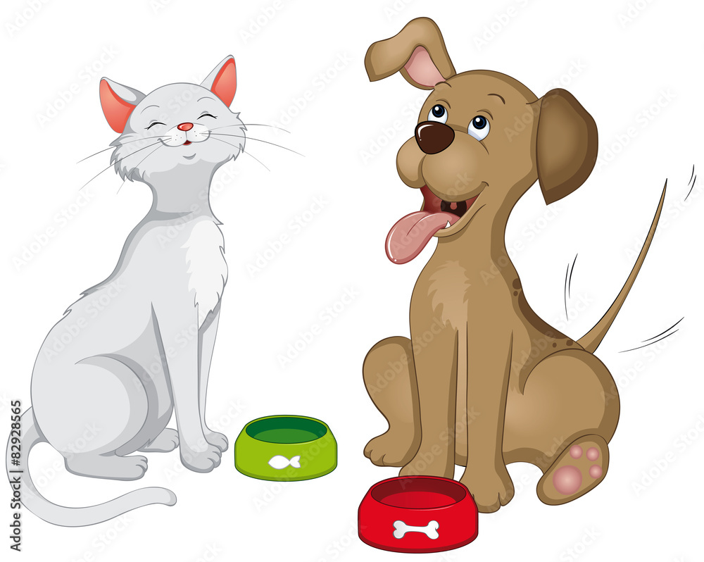Hund und Katz haben Hunger Stock Vector | Adobe Stock