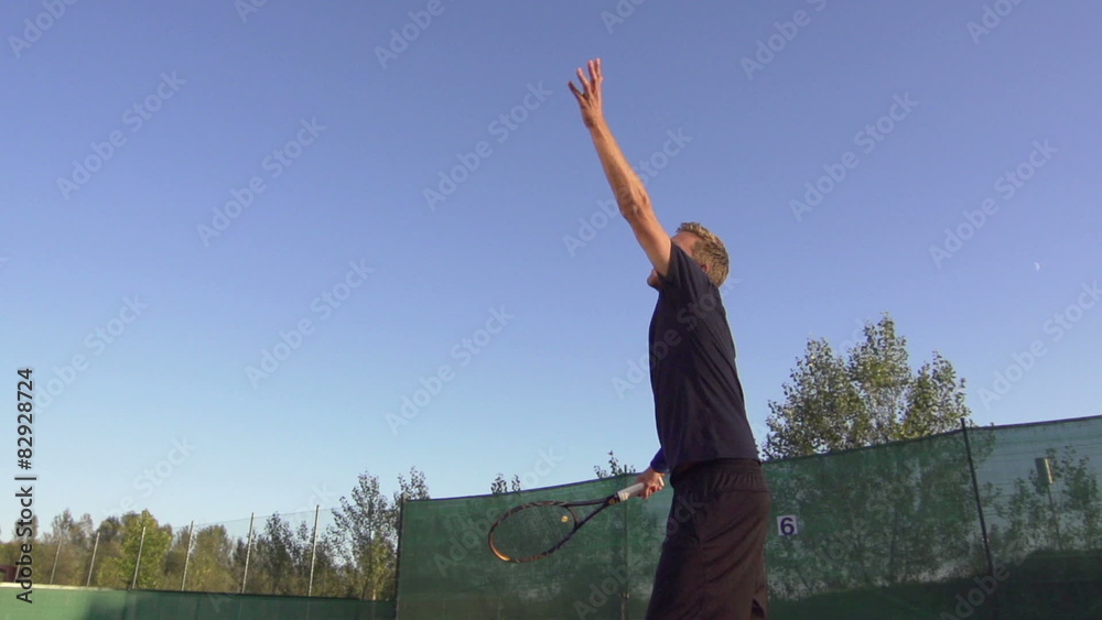 Slow Motion Of Professional Tennis Player Serving And Expressing Achievement Slow Motion Of Professional Tennis Player Serving And Expressing Achievement