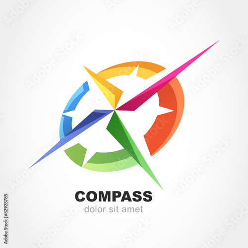 Abstract multicolor compass symbol. Vector logo design template.