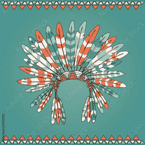 Hand drawn native american indian chief headdress