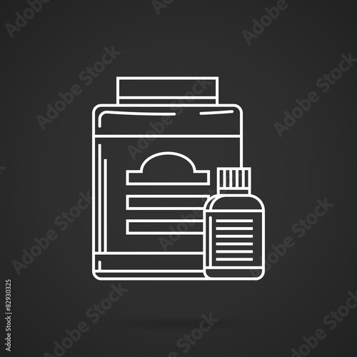 Supplements jars flat line vector icon