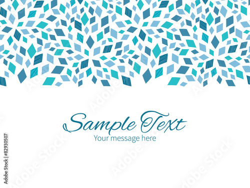 Vector blue mosaic texture horizontal border greeting card