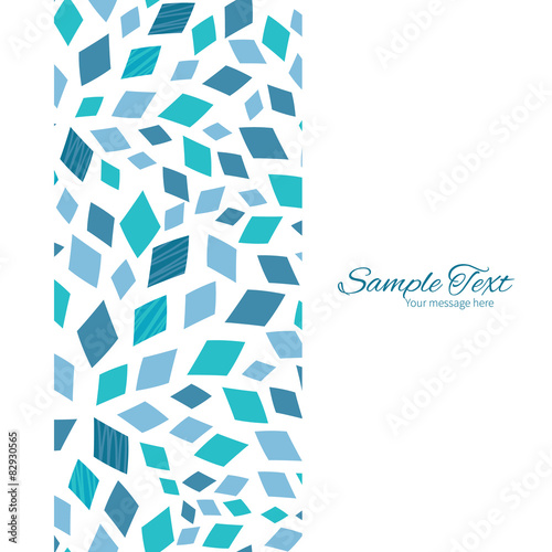 Vector blue mosaic texture vertical frame seamless pattern