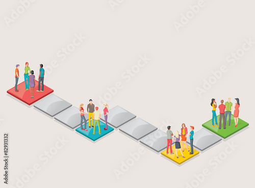 Board game with people over blocks